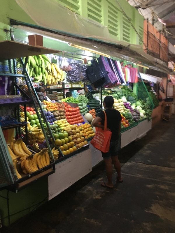A fruit and vegetable market stall in Mexico