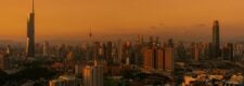 Kuala Lumpur skyline at sunset with Merdeka 118, KL Tower and the Petronas Twin Towers