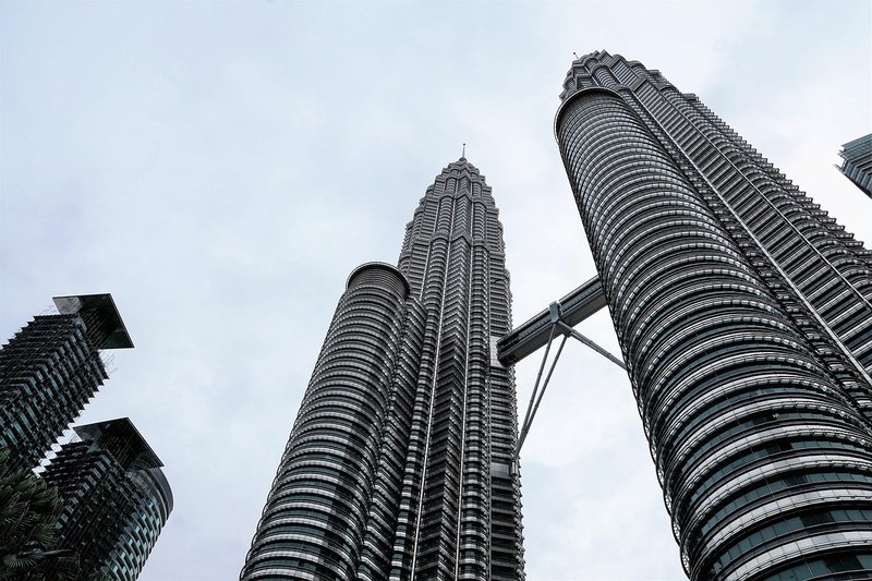 The Petronas Twin Towers in the KLCC office district of Kuala Lumpur