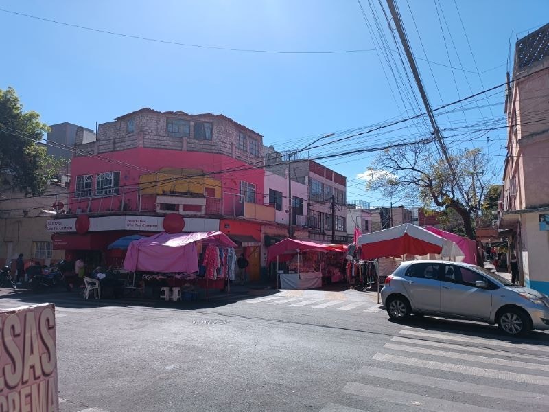 Street market stalls on a Mexico City corner